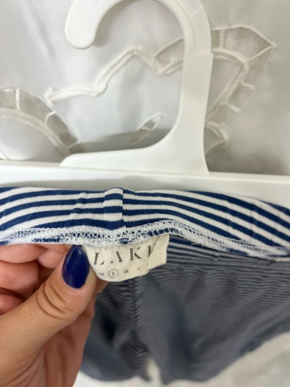 Lake Pima Cotton Pajama Pants Small Navy White Stripe Lounge Sleep Pants